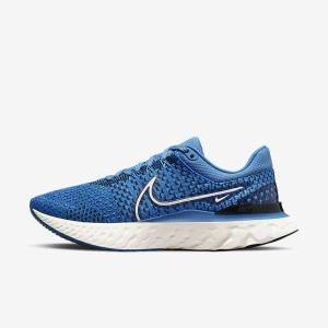 Men's Nike React Infinity Run Flyknit 3 Road Running Shoes Blue / Black | NK103YXC