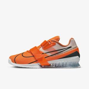 Men's Nike Romaleos 4 Training Shoes Orange / White / Black | NK629DBM