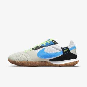 Men's Nike Streetgato Football Shoes White / Black / Light Green / Light Blue | NK391JET