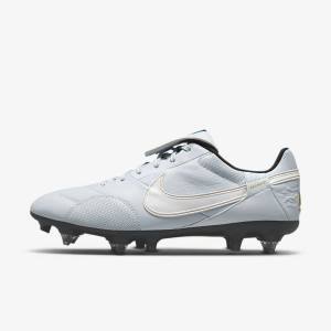 Men's Nike The Premier 3 SG-PRO Anti-Clog Traction Soft-Ground Football Shoes Platinum / Black / Metal Gold / White | NK413ZAY