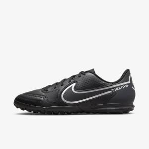 Men's Nike Tiempo Legend 9 Club TF Turf Football Shoes Black / Dark Grey | NK293ANV