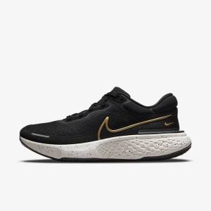 Men's Nike ZoomX Invincible Run Flyknit Road Running Shoes Black / Metal Gold | NK523LWO