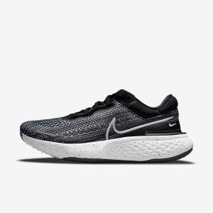 Men's Nike ZoomX Invincible Run Flyknit Road Running Shoes White / Black / White | NK958XMJ