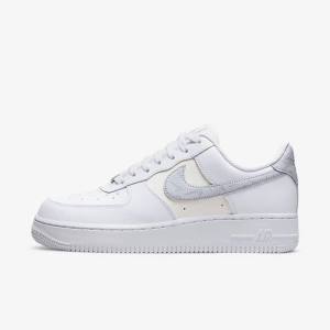 Women's Nike Air Force 1 07 Sneakers White / Metal Silver / Platinum | NK380LVF