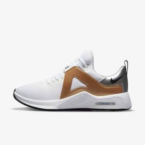 Women's Nike Air Max Bella TR 5 Training Shoes White / Metal Silver / Metal Gold / Black | NK574ALQ