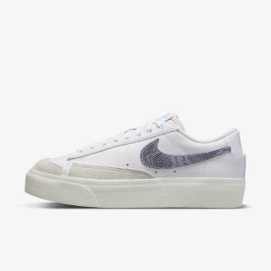 Women's Nike Blazer Low Platform Sneakers White / Light Blue | NK041JWU