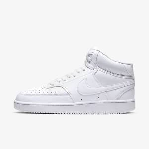 Women's Nike Court Vision Mid Sneakers White | NK172TPU