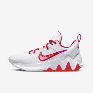 Women's Nike Giannis Immortality Basketball Shoes White / Pink / Platinum / Red | NK216SQG