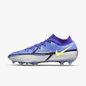 Women's Nike Phantom GT2 Dynamic Fit Elite FG Firm-Ground Football Shoes Blue / Grey | NK023UNA