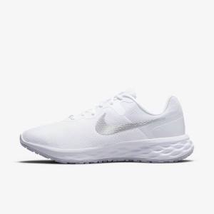 Women's Nike Revolution 6 Next Nature Road Running Shoes White / Platinum / Metal Silver | NK014HAP