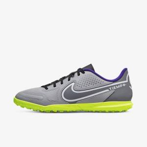 Women's Nike Tiempo Legend 9 Club TF Turf Football Shoes Light Grey / White | NK526HYJ