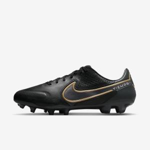 Women's Nike Tiempo Legend 9 Pro FG Firm-Ground Football Shoes Black / Dark Grey / Metal Gold / Metal Dark Grey | NK236QXS