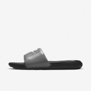 Women's Nike Victori One Print Slides Black / White | NK038FWN