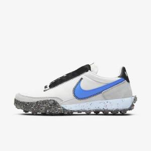 Women's Nike Waffle Racer Crater Sneakers White / Black / Blue | NK306MEO