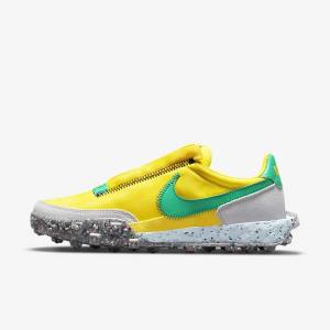 Women's Nike Waffle Racer Crater Sneakers Yellow / Blue / Green | NK925JTO