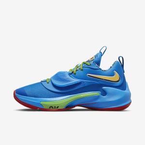 Women's Nike Zoom Freak 3 Basketball Shoes Blue / White / Red / Black | NK368SHM