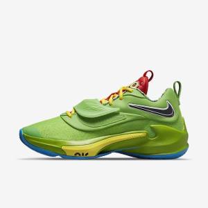 Women's Nike Zoom Freak 3 Basketball Shoes Green / White / Red / Black | NK684MIQ